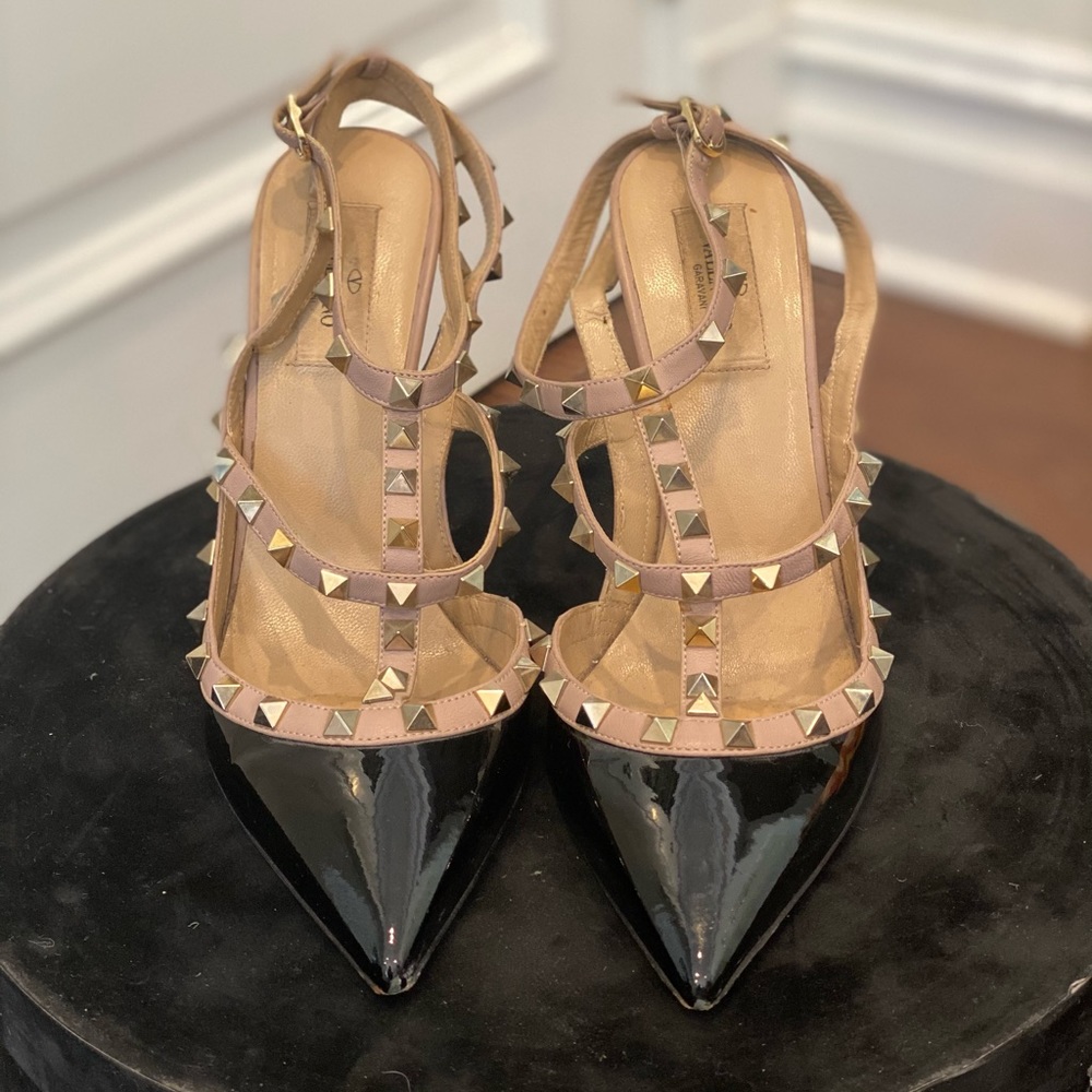 Valentino classic rock studded ankle strap heels